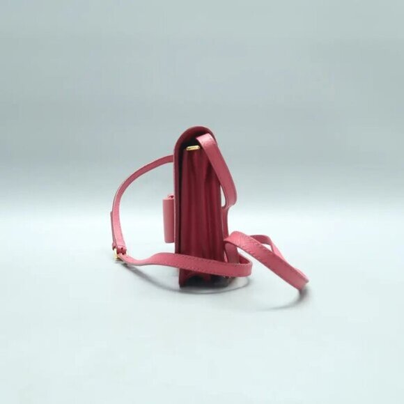 PRADA Saffiano Pink Bow Leather Shoulder Bag 390-020125 - Picture 3 of 12
